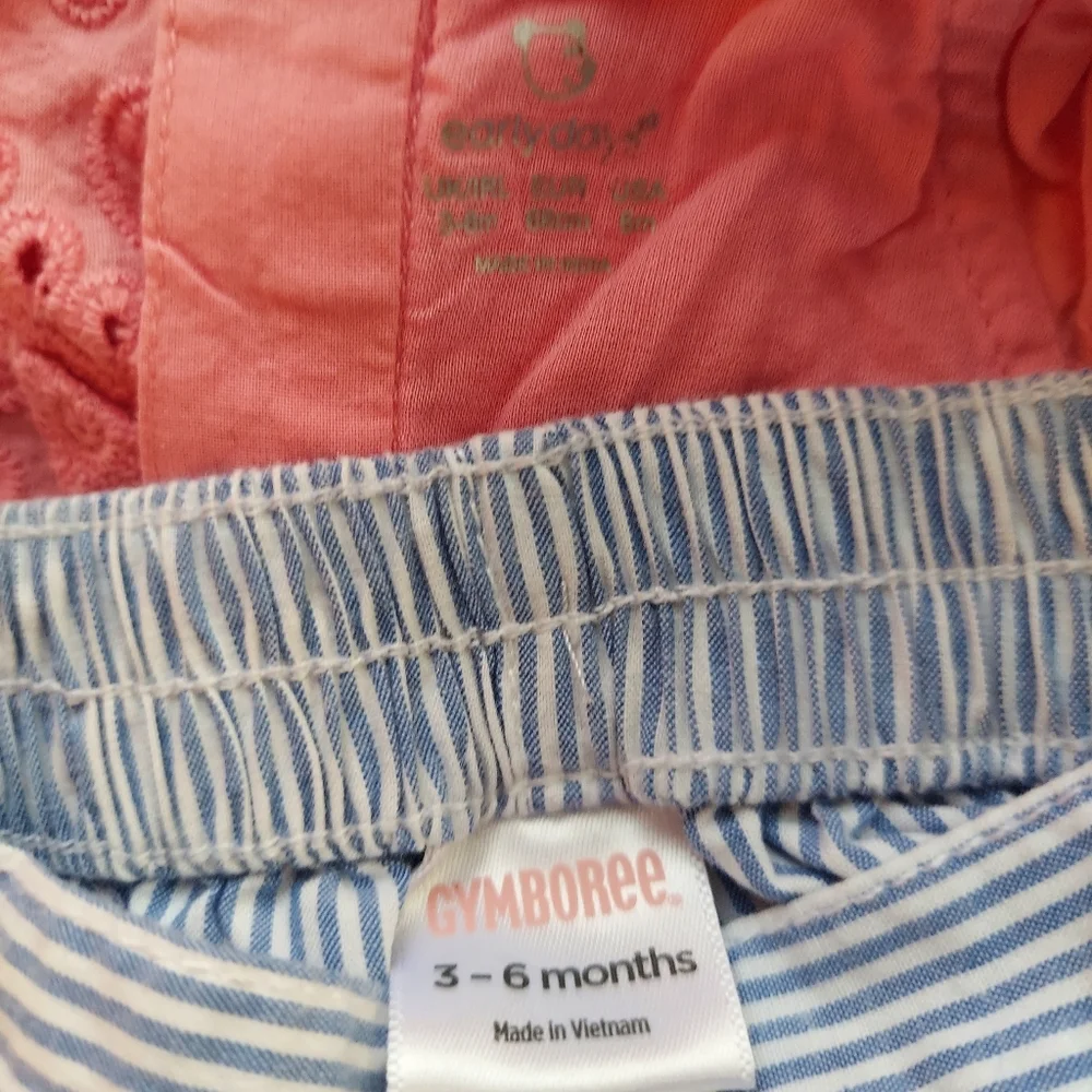 🎁 10/$25- tank and shorts; eyelit top with striped shorts,  3-6 months